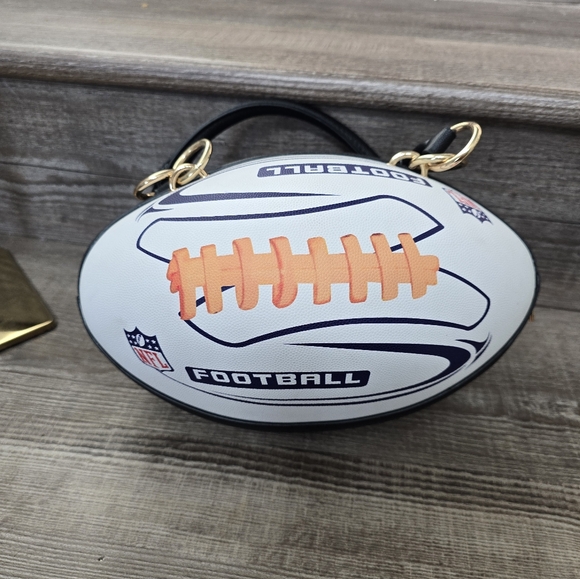 Football Design Women's Handbag - Black and White - Picture 3 of 12